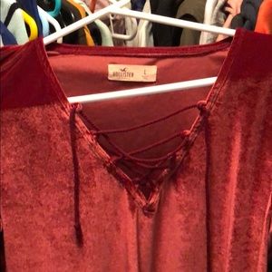 Hollister red velvet body suit